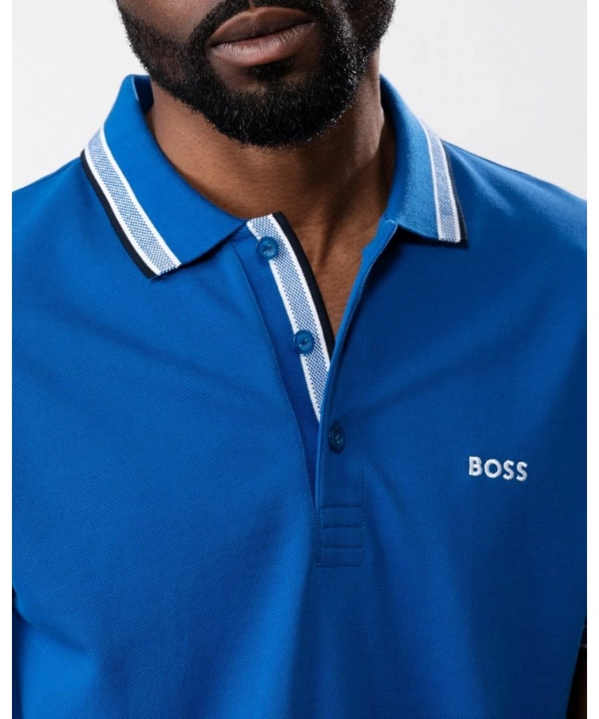 Hugo Boss Paddy Contrast Mens Polo NOS - Blue - Size Small